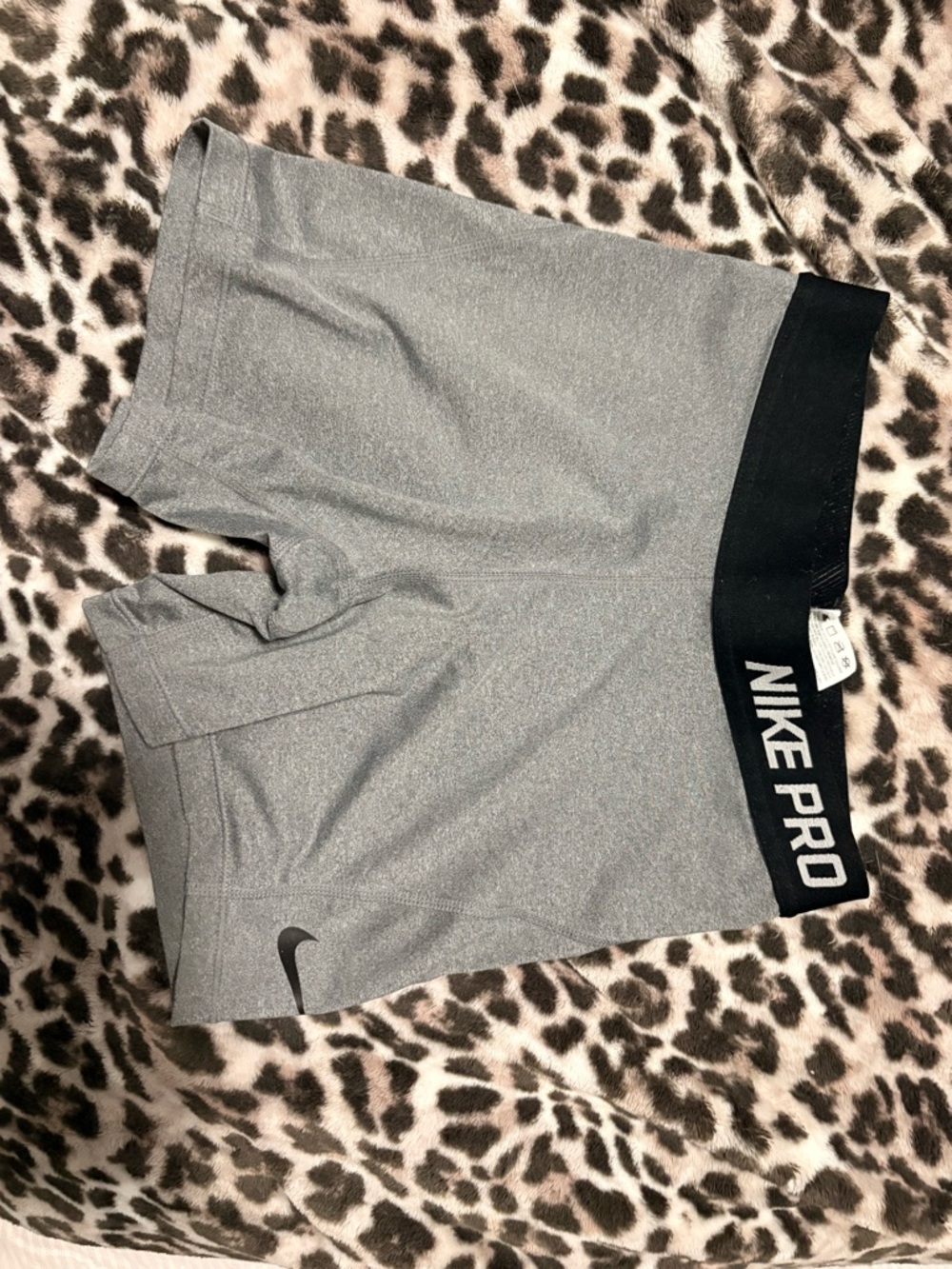Nike Pro Gray Performance Compression Shorts with Black Waistband